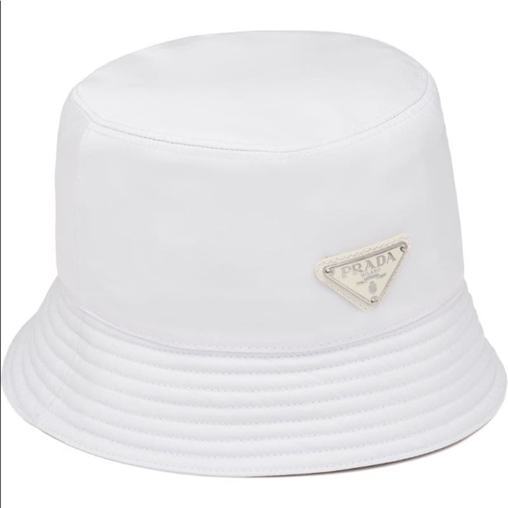 White Prada Bucket Hat